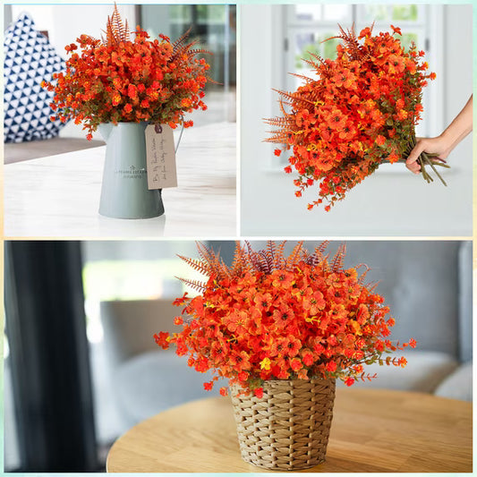 VKFVKF 24 Bundles Artificial Fake Flowers Outdoor, Faux Plants Fall for Home Patio Garden Decor, Multicolor