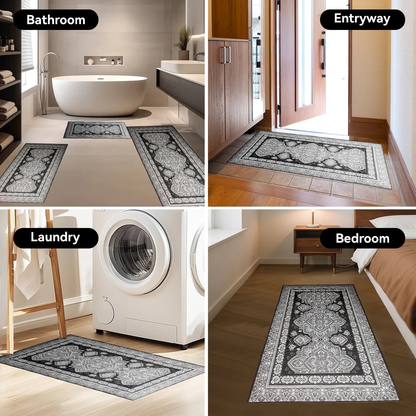 Laoyebaoho Kitchen Rug Set 3 Piece,Non Slip Kitchen Floor Mats ,Machine Washable Rugs Mats