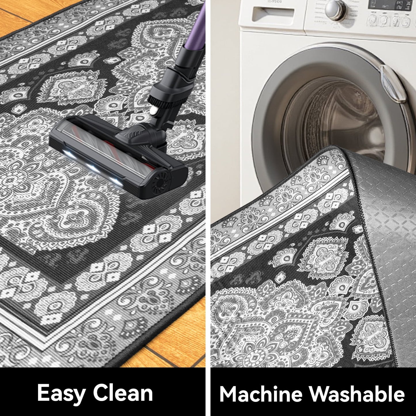 Laoyebaoho Kitchen Rug Set 3 Piece,Non Slip Kitchen Floor Mats ,Machine Washable Rugs Mats