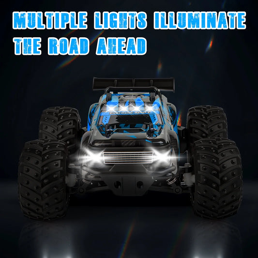 VKFVKF Remote Control Car, RC Car for Kids, RC Monster Truck with Lights & Headlights,All Terrain Off Road Vehicle, Gift for Boys/Girls Age 4+